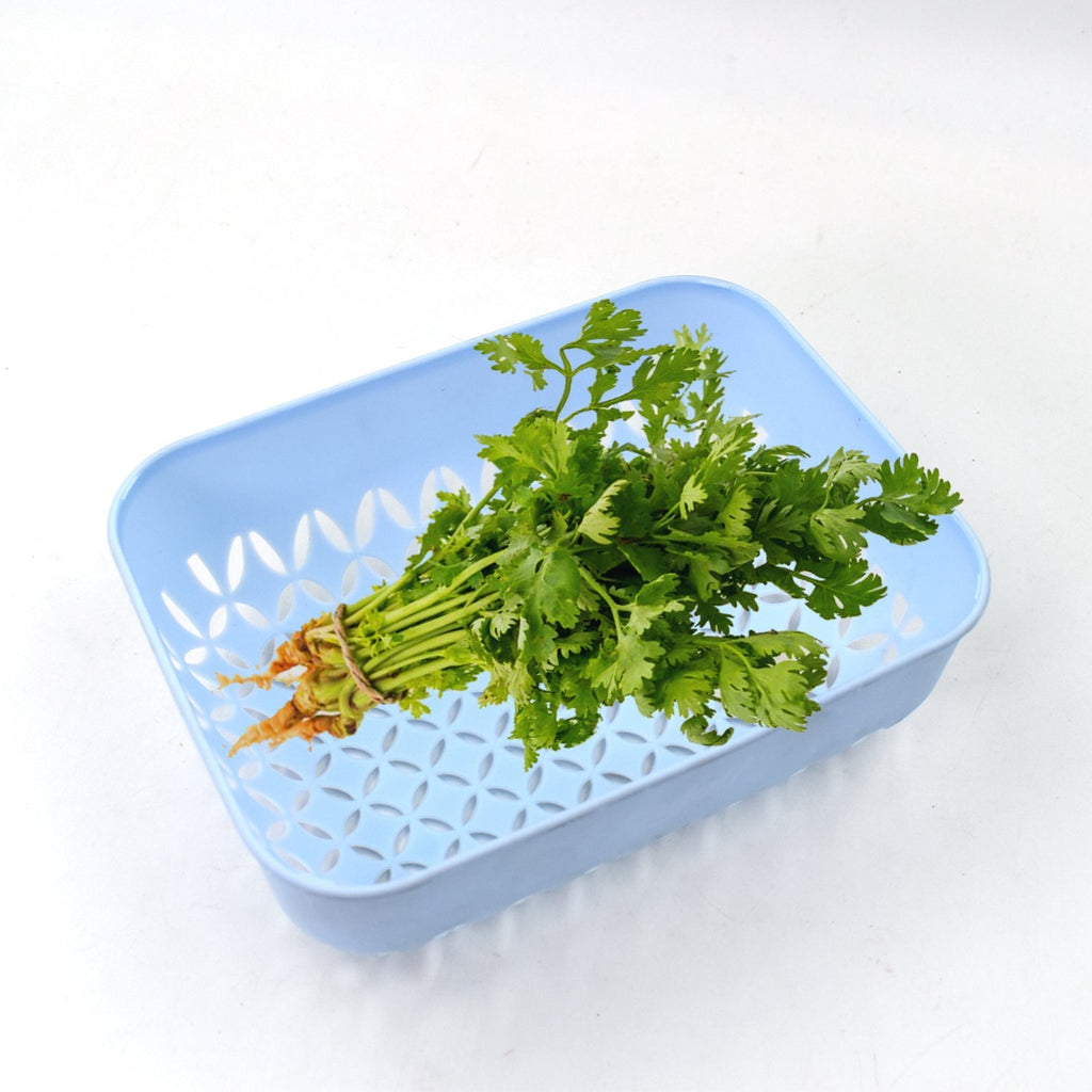 Durable multi-purpose basket for kitchen and grocery organization.