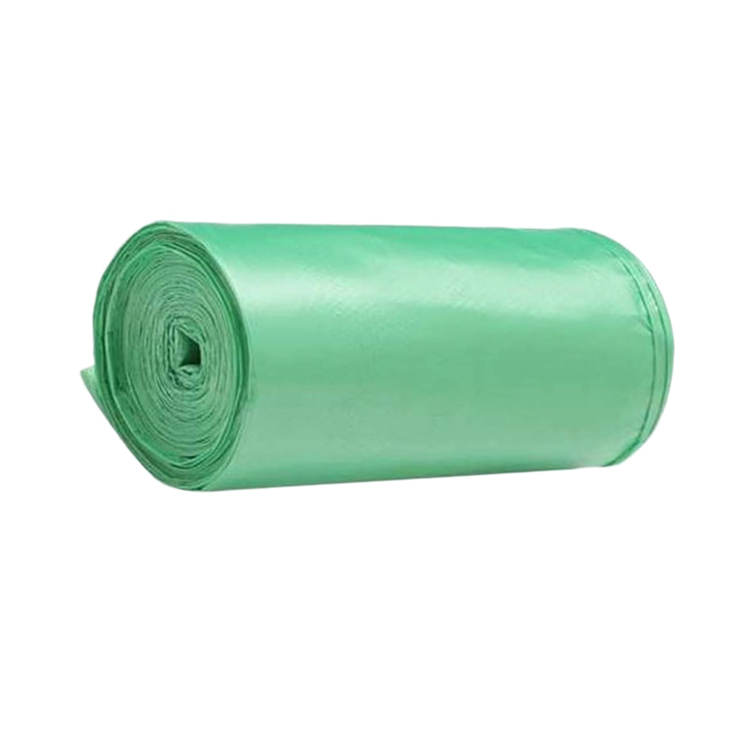 Durable green compostable corn starch garbage bags suitable for kitchen and office use.