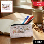 Small zipper pouch showing the stylish Paris print design