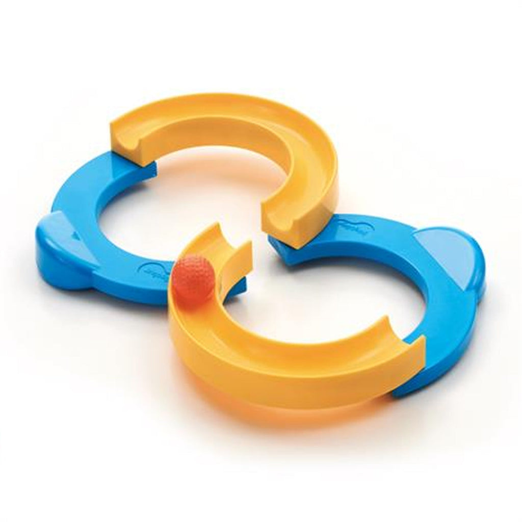 Vibrant STEM learning toy with various tracks and connectors for endless designs.