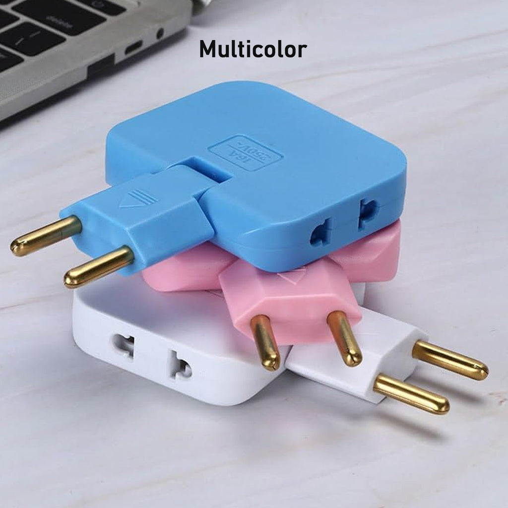 Angled view of the 3-in-1 socket converter plugged in, demonstrating its slim profile.