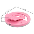 Detailed view of the LED bulbs on the selfie ring light for optimal illumination.