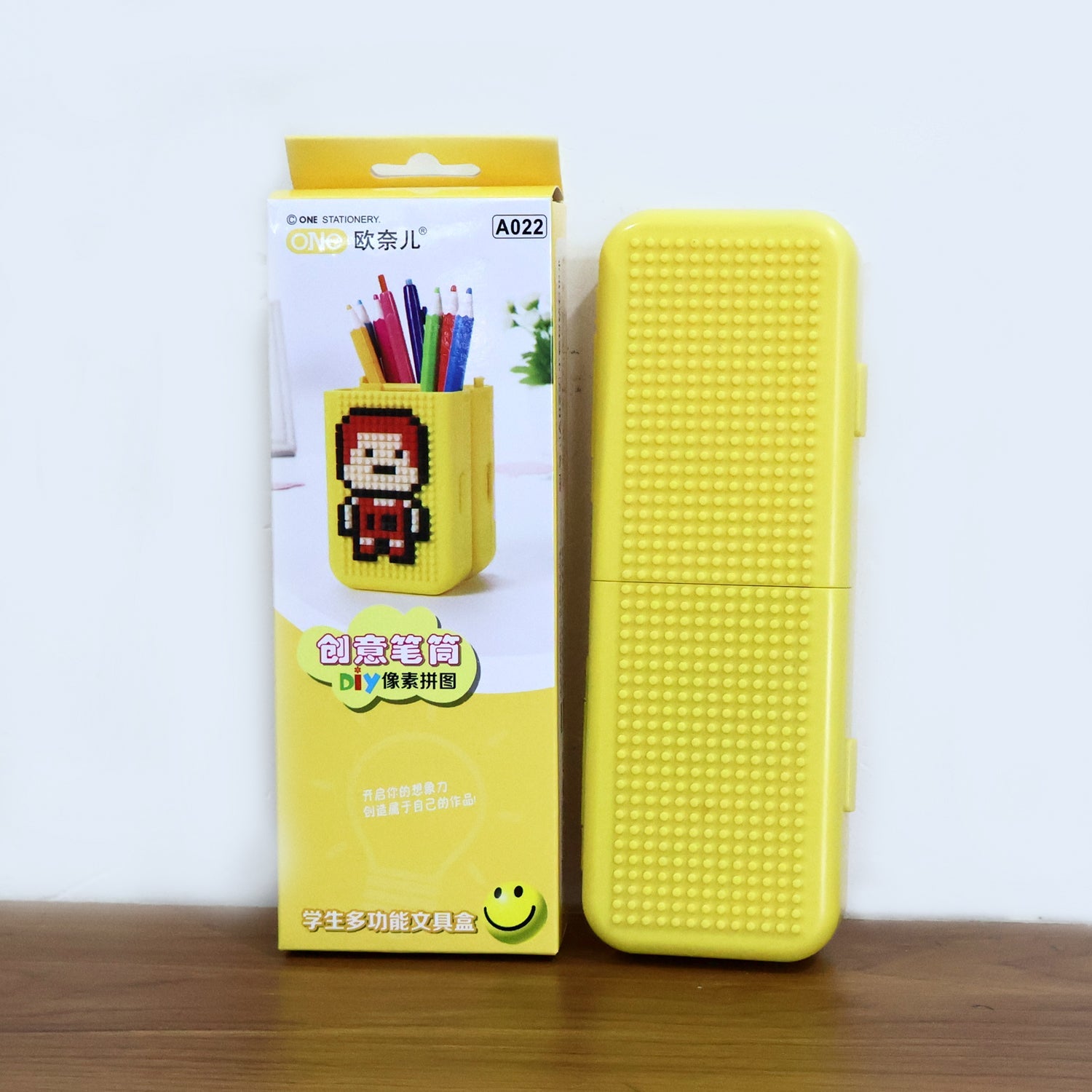 Assortment of colorful building blocks included with the DIY Pixel Art Pen Stand.