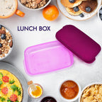 Durable plastic tiffin box, perfect for carrying food to school or work.