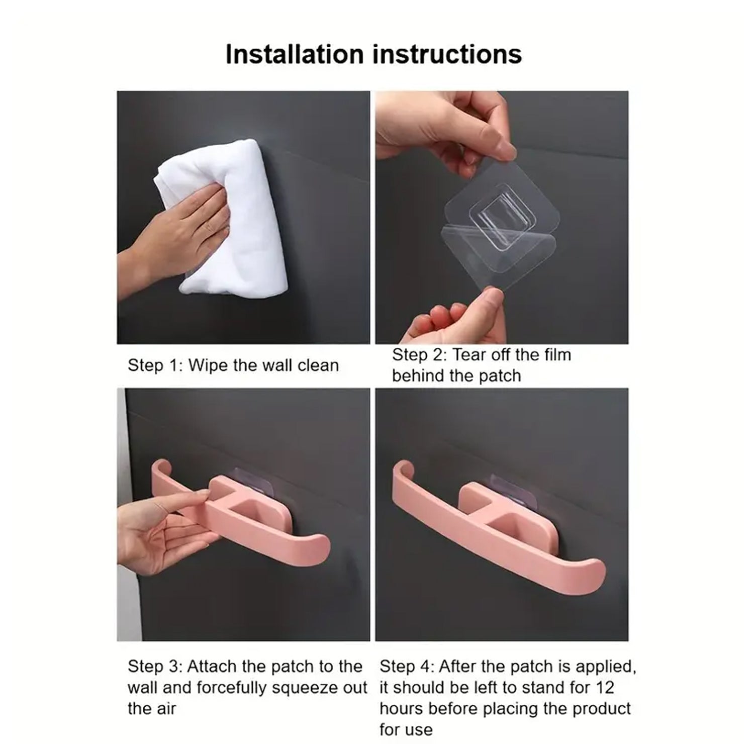 Side profile of the Bathora self-adhesive towel and slipper holder, highlighting its slim design.