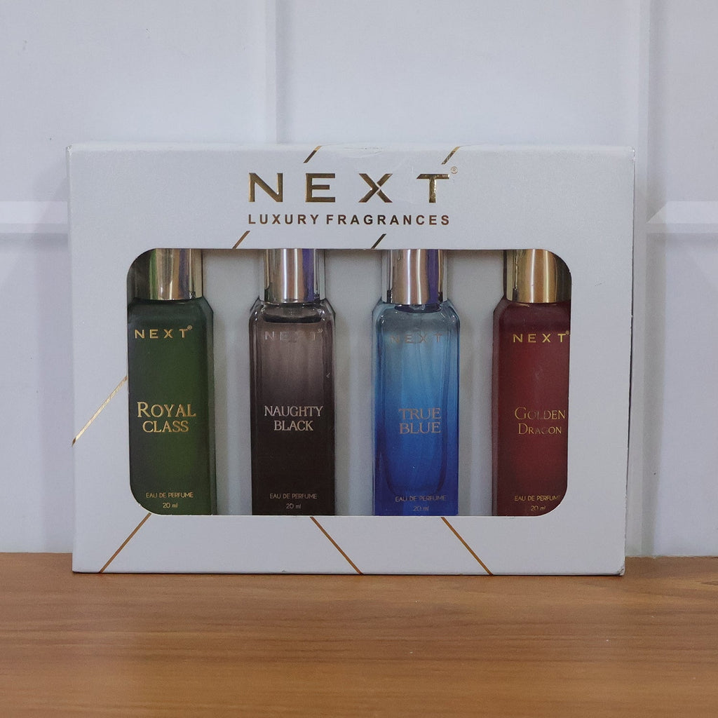 Premium mini fragrance gift pack with four bottles