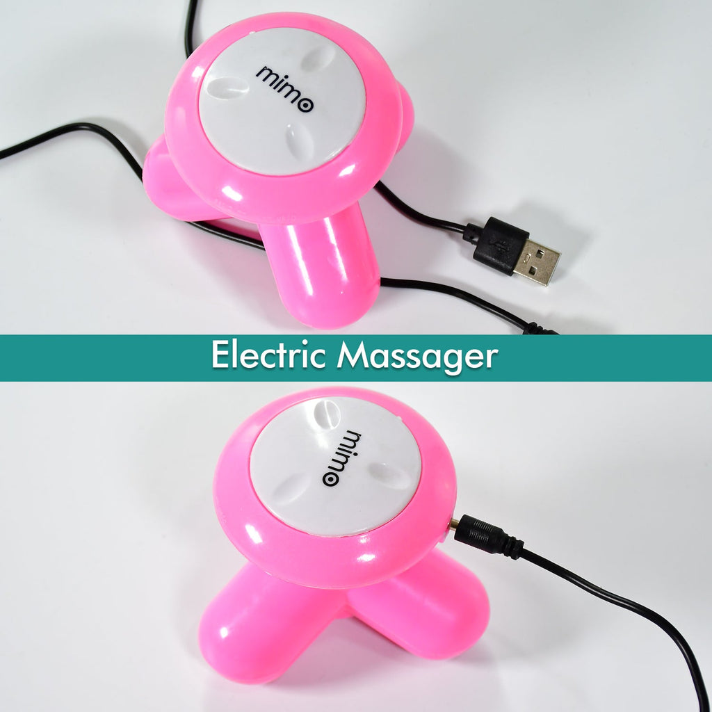 Multiple views of the versatile USB-powered massager for various body parts.