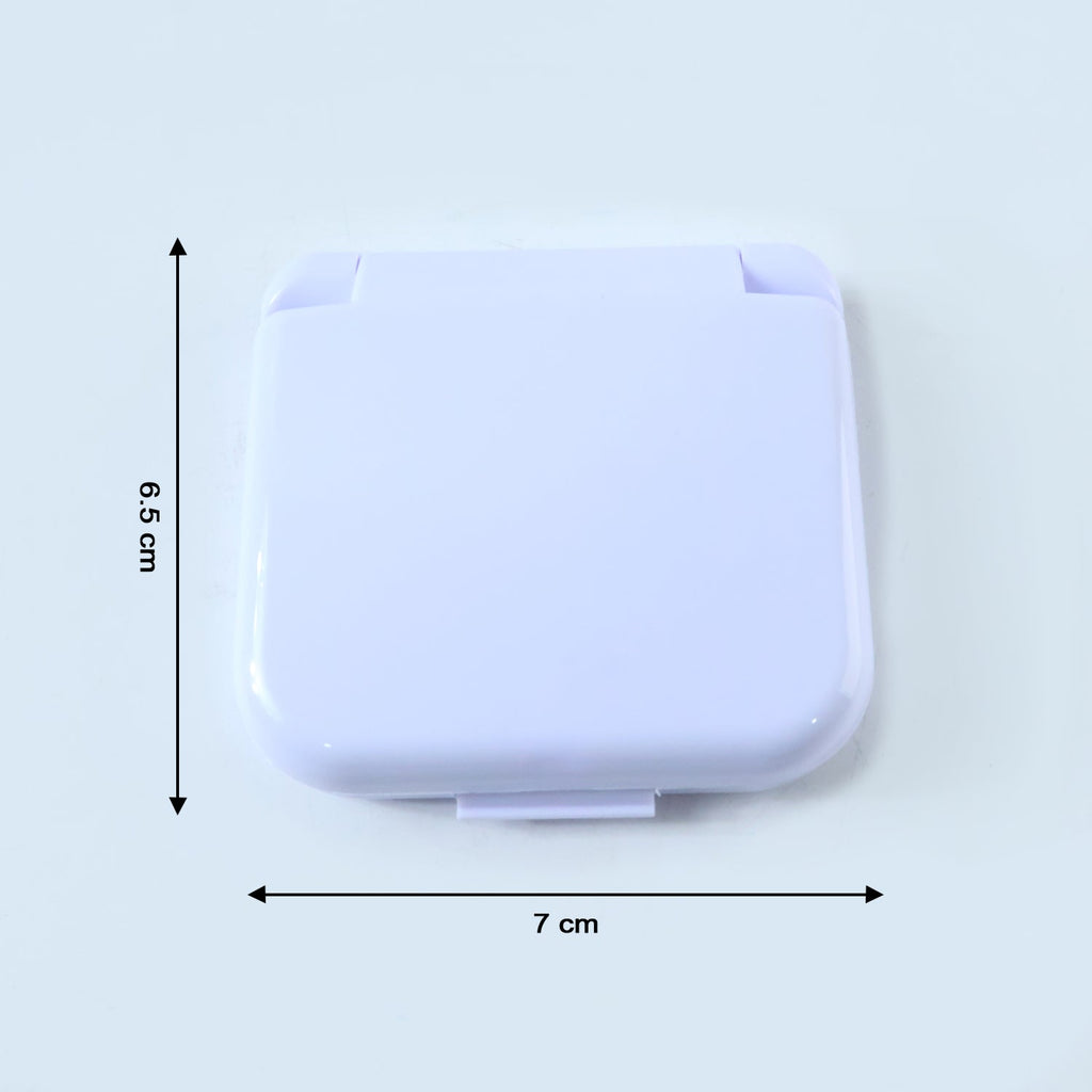 Specifications label on the compact portable sewing kit case