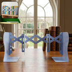 Partially expanded adjustable book stand ready for desk organization