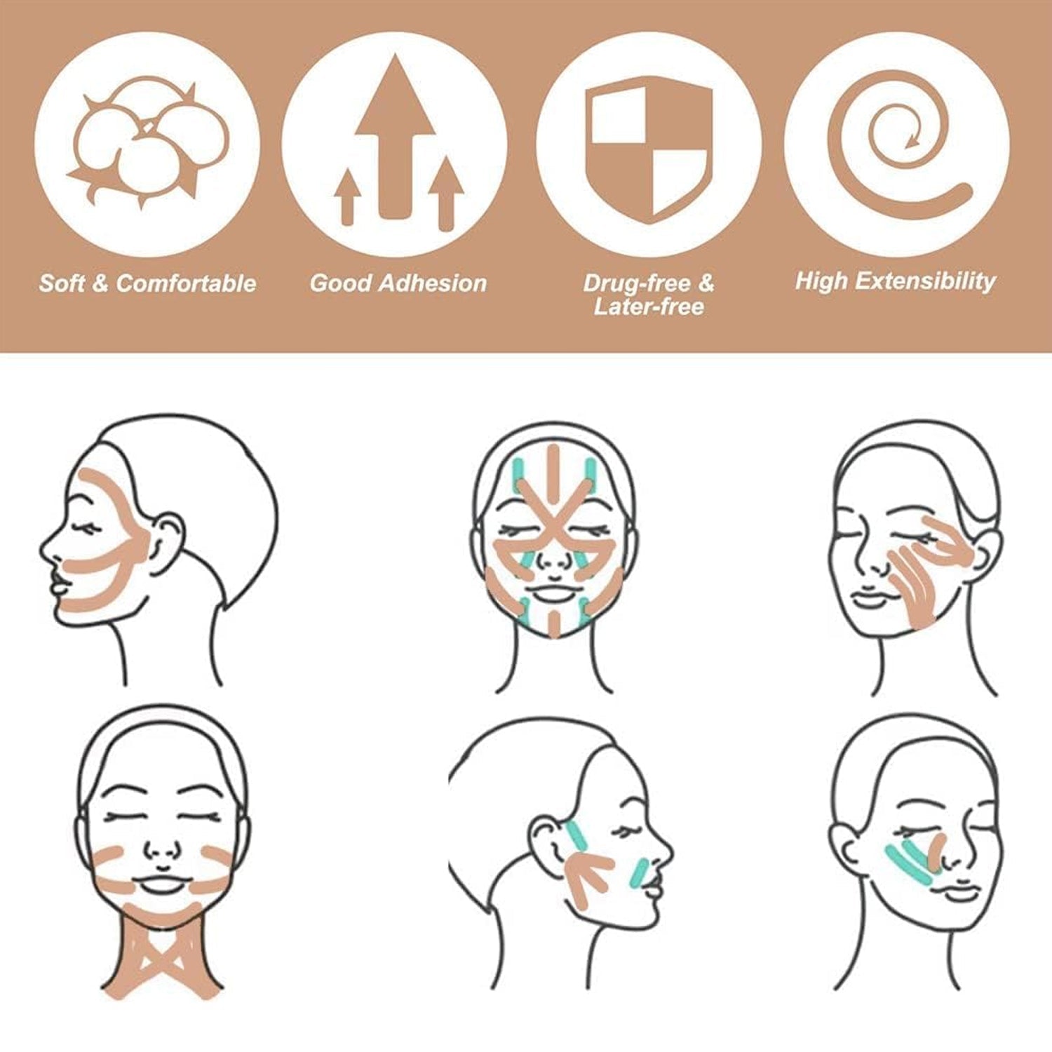 Example of Face Lifting Tape application for lifting the eye area.
