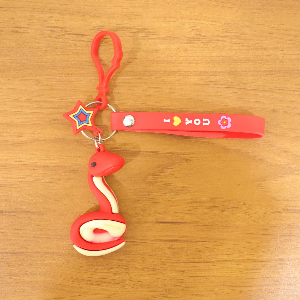 Novelty snake shaped key ring and bag accessory for children
