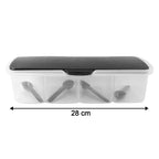 Four spoon set included with plastic 4-section spice box container