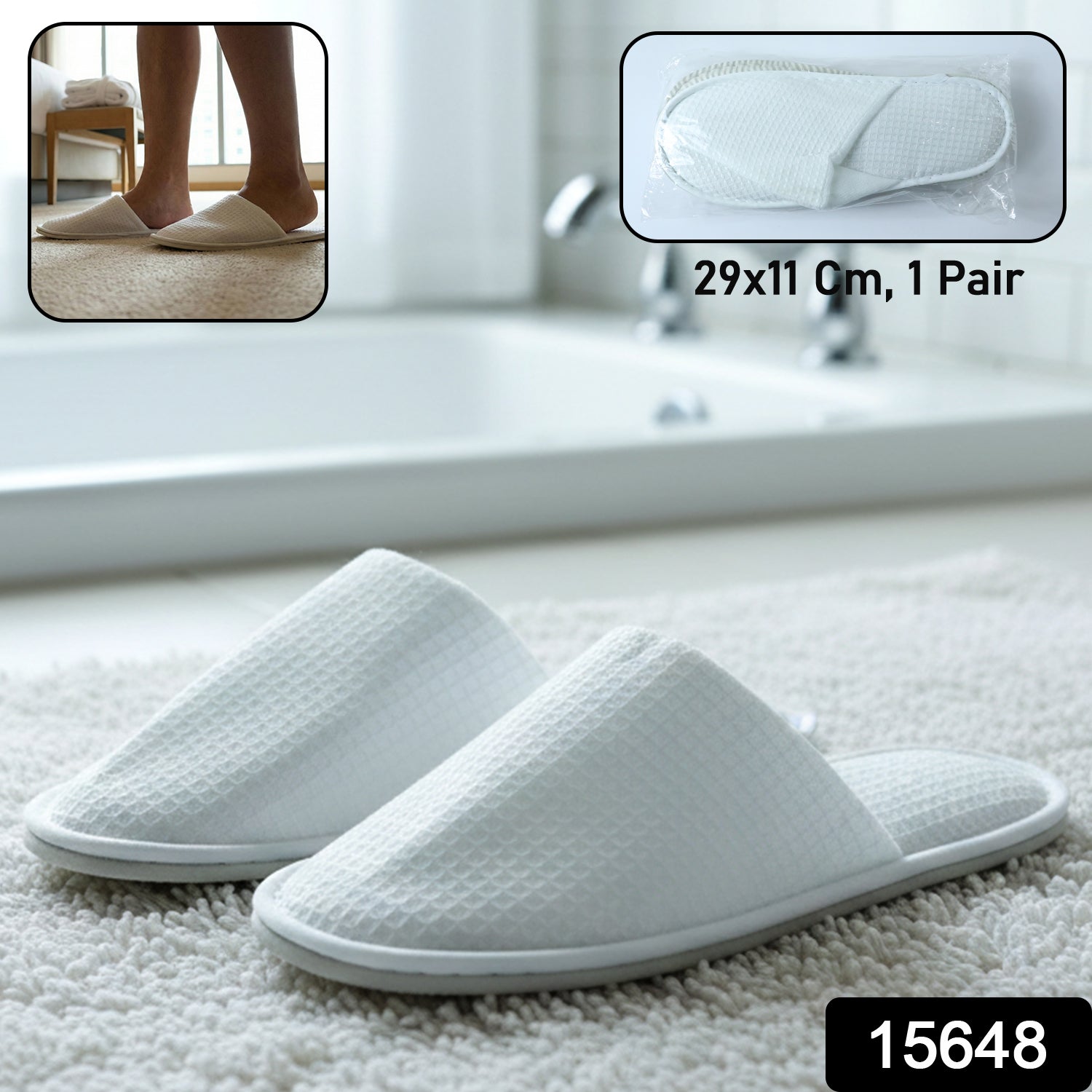 White hotel slippers designed for guest hygiene and comfort