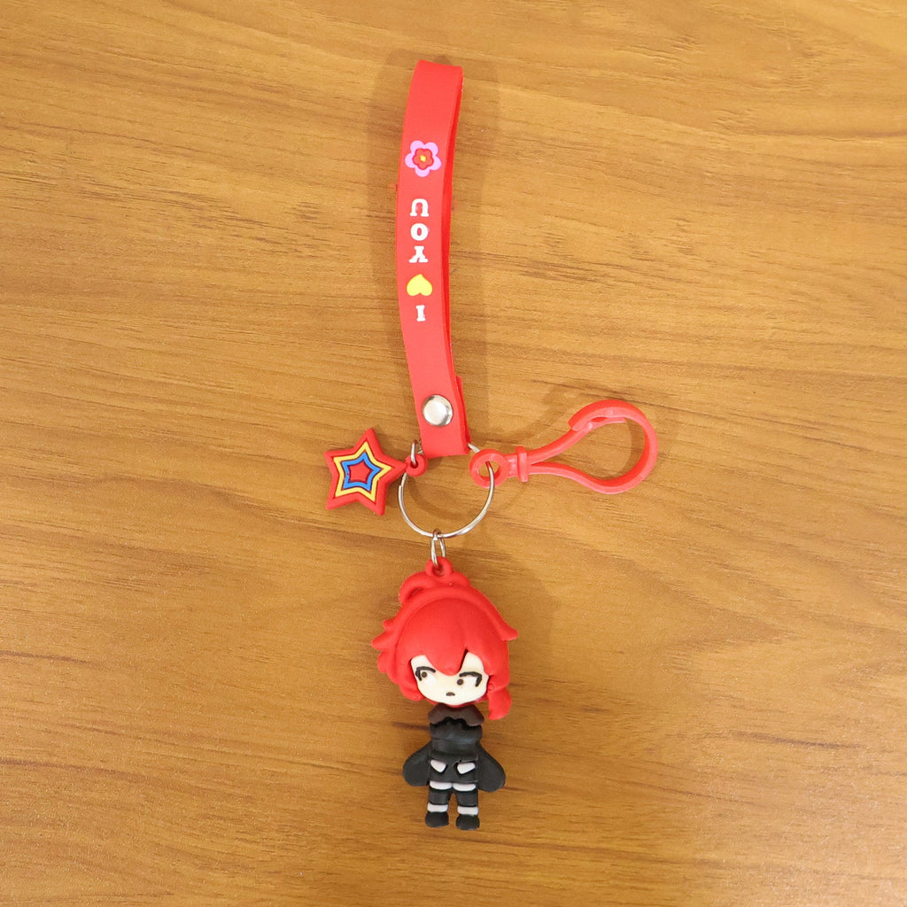 Cute cartoon girl keychain as a bag accessory