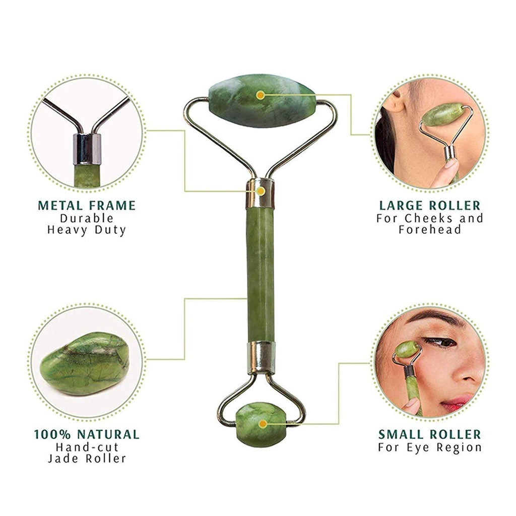 Relaxing neck and jawline massage with double head face roller