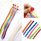 Set of 6 colorful clip-in hair braids for kids styling