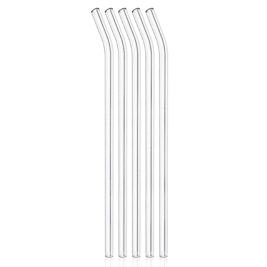 Sleek design of reusable clear glass straws, eco-friendly and dishwasher safe