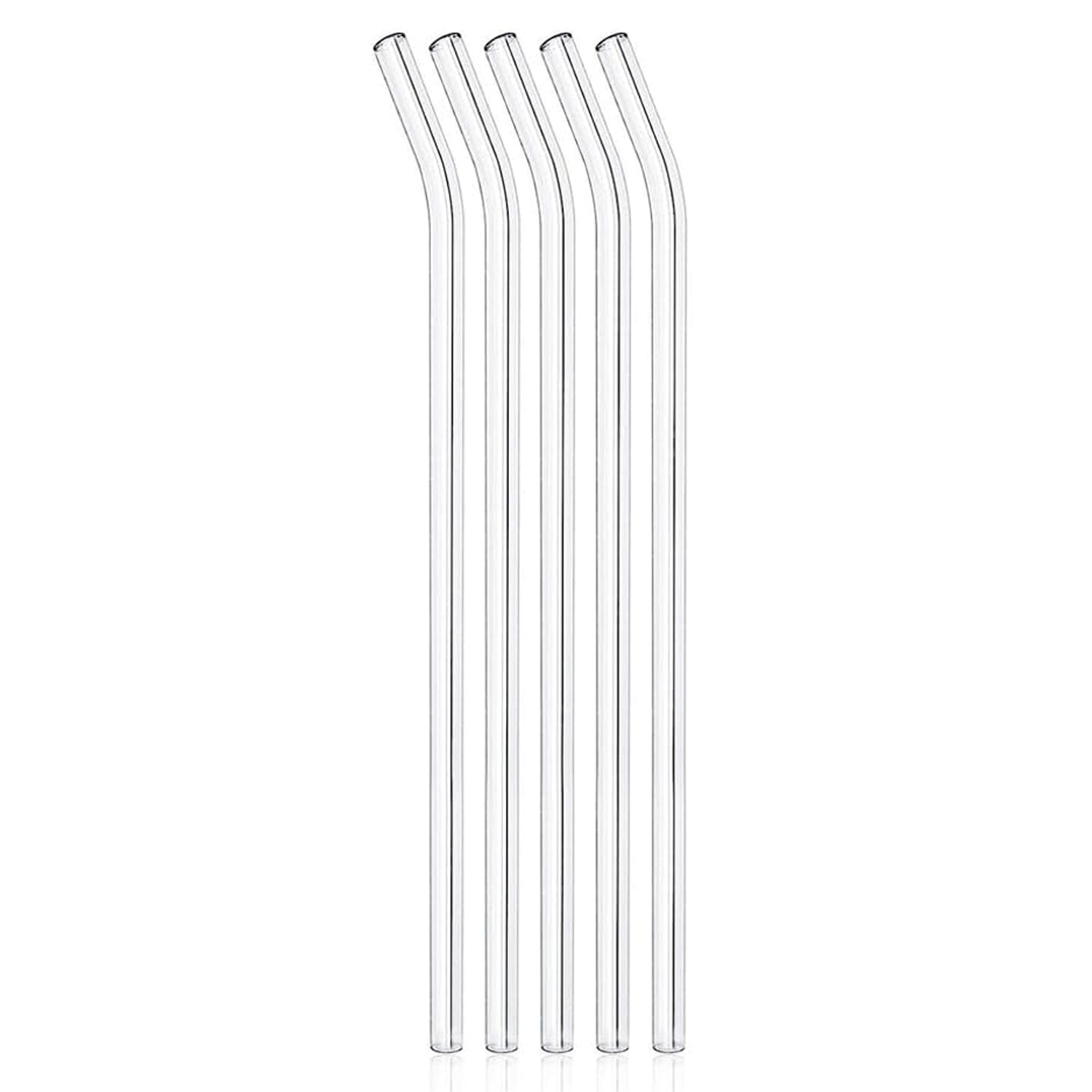 Sleek design of reusable clear glass straws, eco-friendly and dishwasher safe