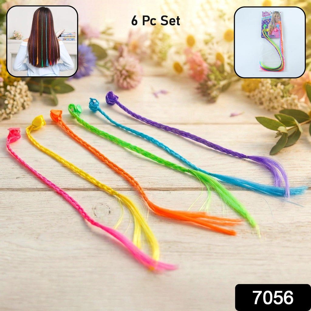 Square hair clutch clip holding colourful braided hair extensions for kids