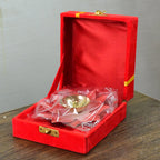 Festive diya lotus shaped brass pooja oil lamp in close view
