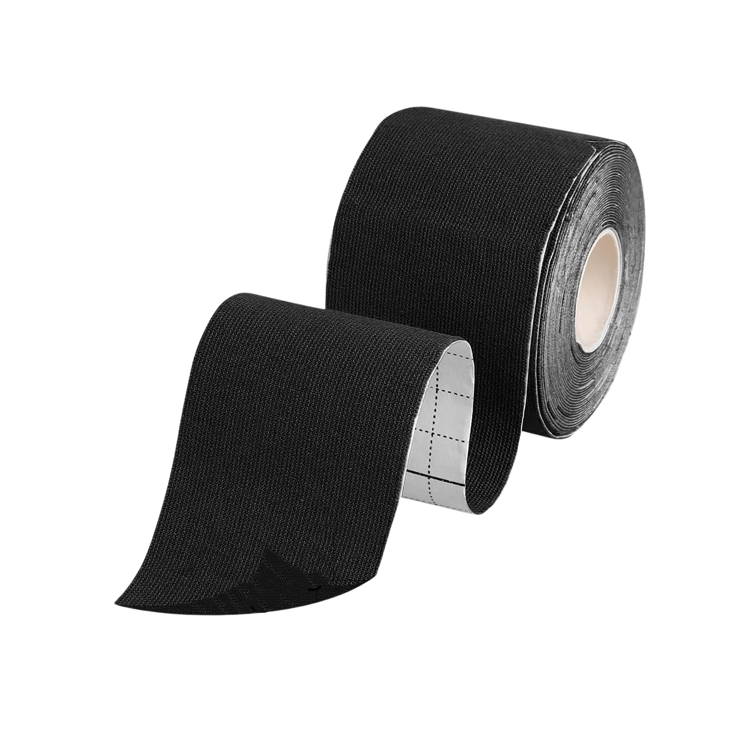 Athlete's calf muscle with Kinesiology Tape applied for support during sports recovery.