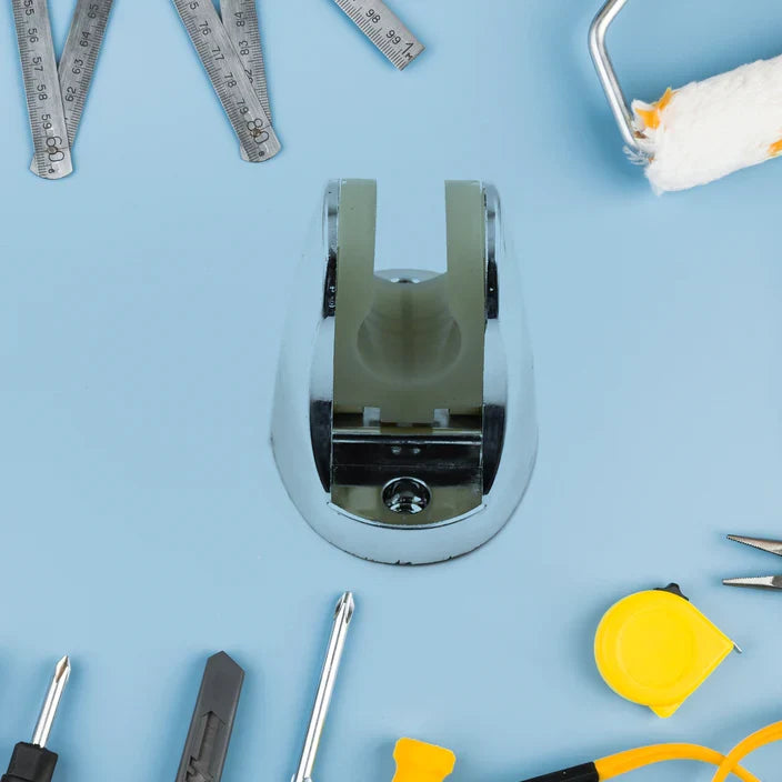 Adjustable shower holder highlighting its simple and quick installation process.