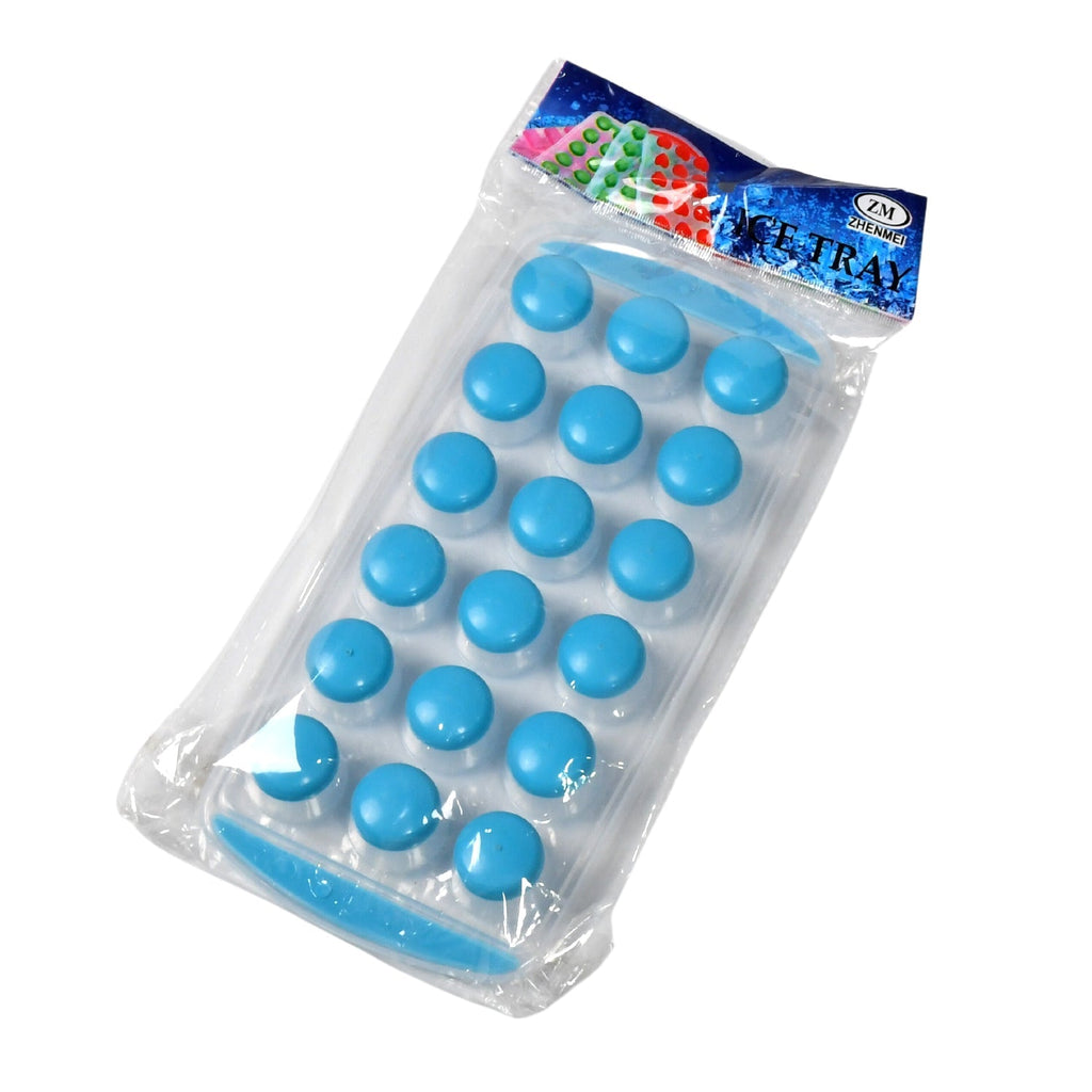 Detailed view of the flexible round silicone ice cube tray, showcasing its material.