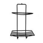 Space-saving stainless steel soap rack, showcasing its two-layer design.