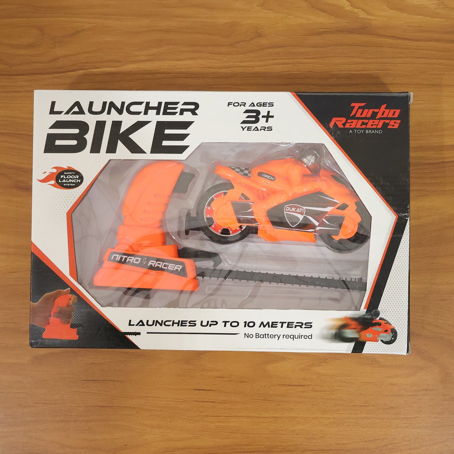 Detailed photo of kids' manual pull launcher racing bike toy