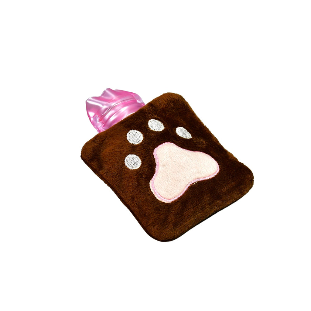 Portable small Paw Print hot water bag for travel and home use.