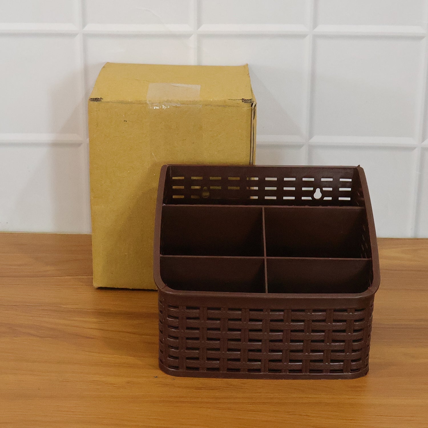 Multipurpose desk organizer basket placed on study table