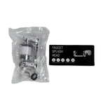 The rotating faucet sprayer nozzle showing its dual water flow outlets.