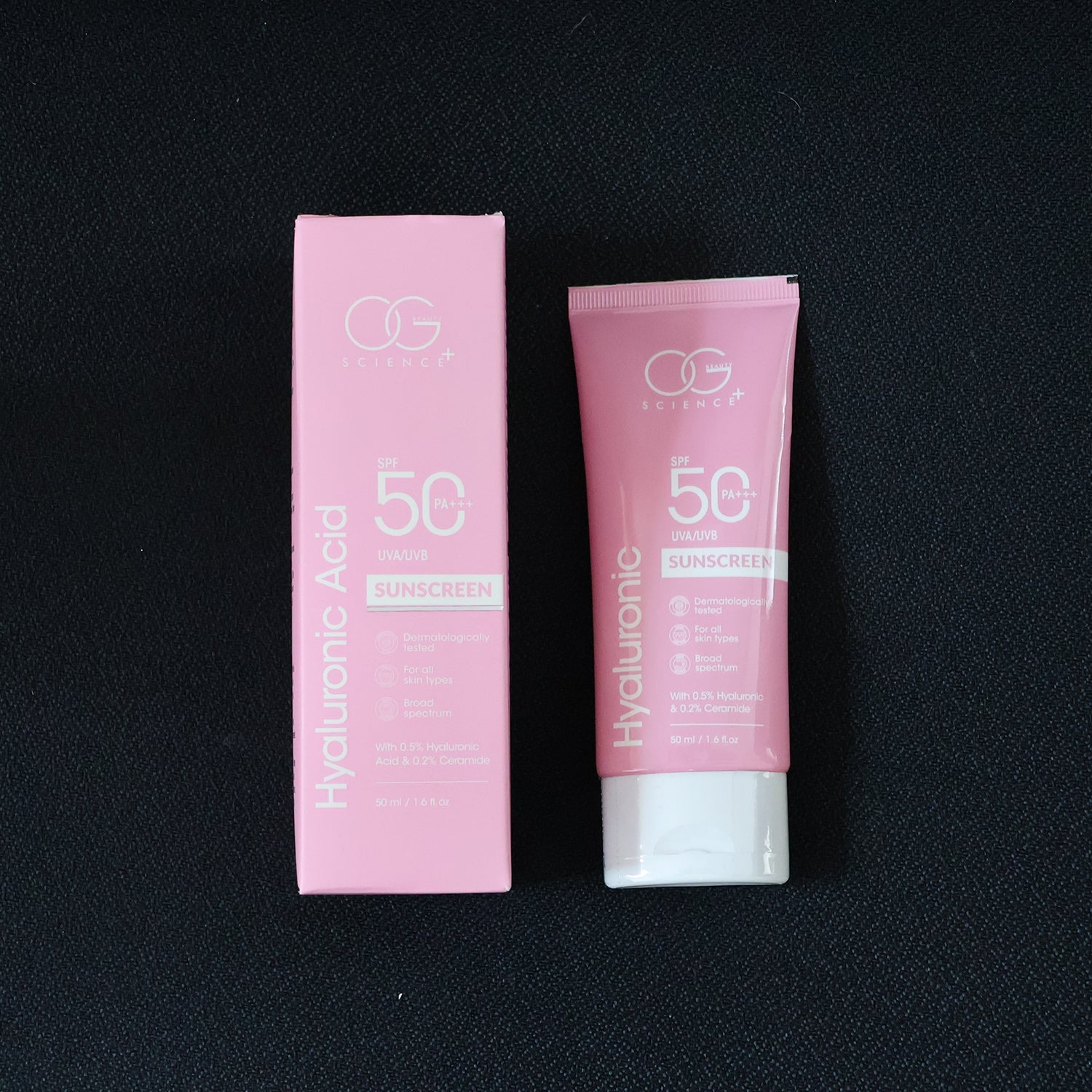 OG Beauty Science Hyaluronic Sunscreen tube with cap opened