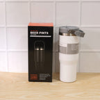 Reusable stainless steel coffee tumbler with straw