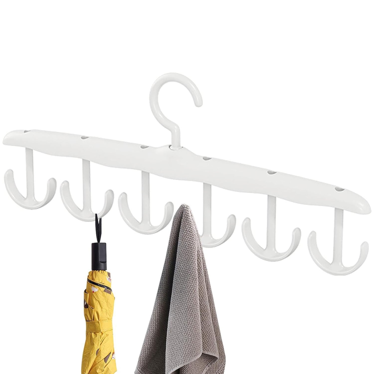Efficient closet organization using the Organivo 12-hook rotatable tank top hanger.