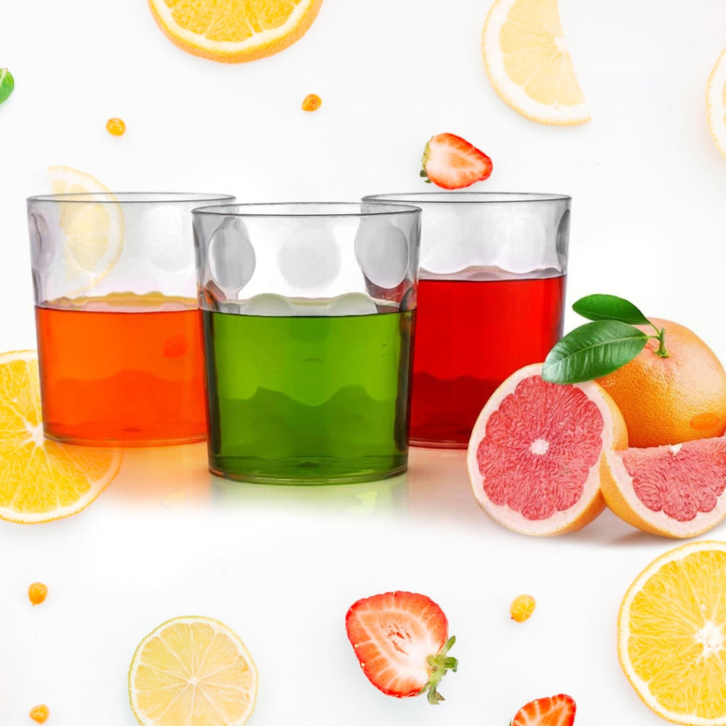 Table setting featuring TableNest's elegant unbreakable juice and water tumblers.