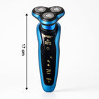 Close-up of the triple rotary blade electric shaver
