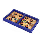 A family having fun together with the exciting desktop board game, promoting parent-child bonding.