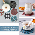 A set of PVC placemats providing high-temperature insulation for kitchen dining.