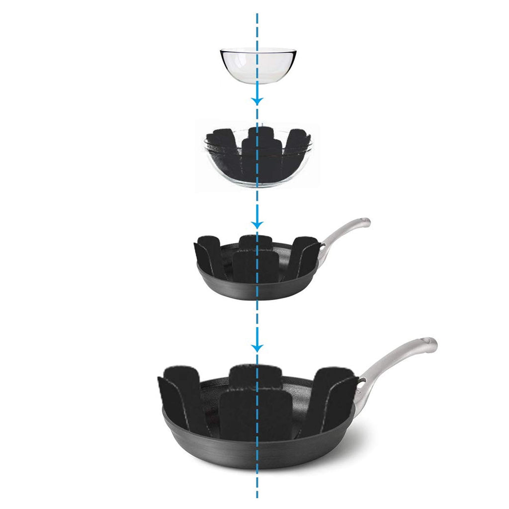 Multiple felt protectors stacked, ideal for safe cookware storage