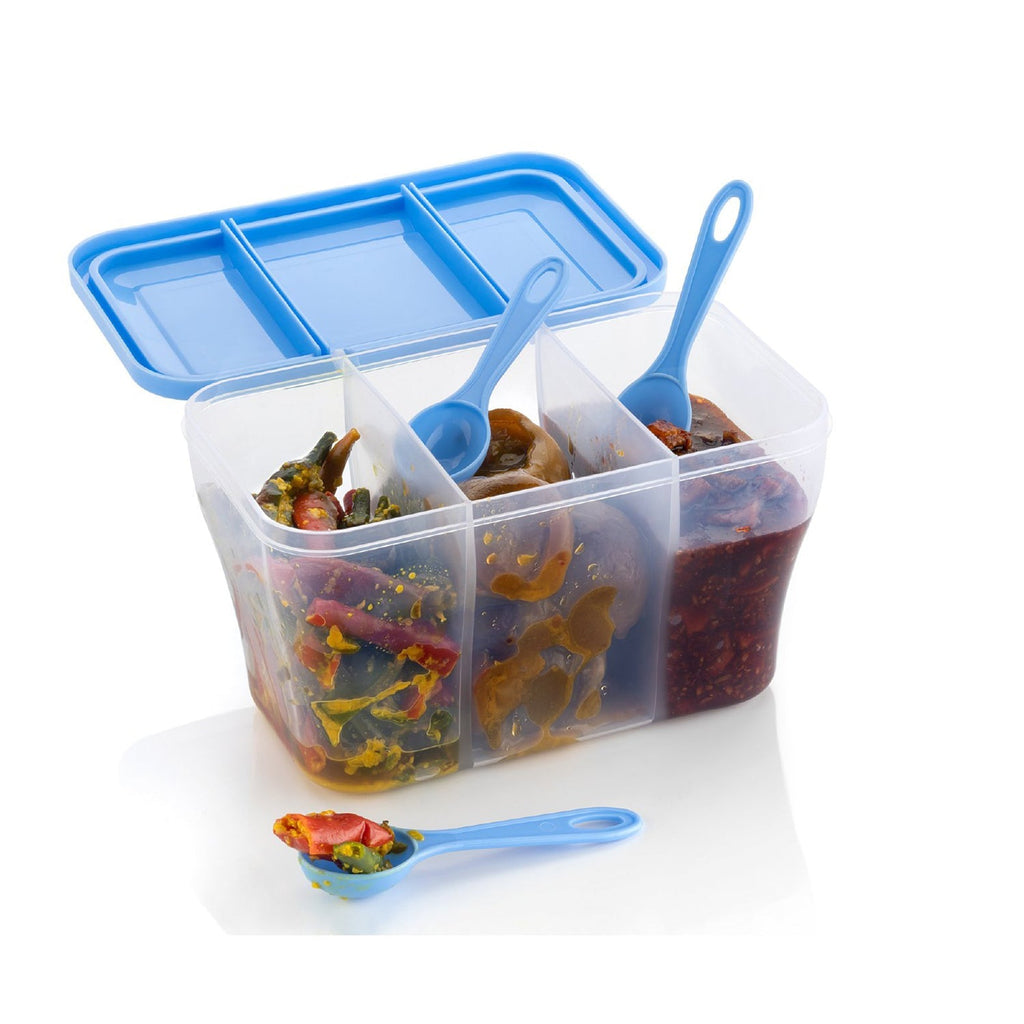 Practical 750ml plastic square container, perfect for organizing small kitchen essentials.