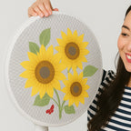 Sunflower mesh fan cover fitted on a ceiling fan