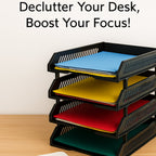 Top view of the office file rack demonstrating capacity for A4 folders.