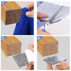 Safelix square furniture pads, showcasing their easy peel-and-stick application for floor protection.