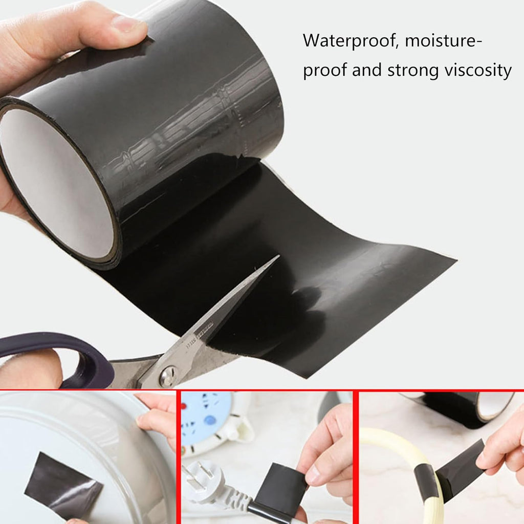 Patch made with Flex Tape waterproof leak-proof repair tape for cracks