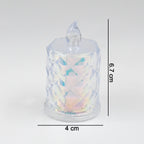 Top-down view of an LED tealight candle, showcasing its realistic flicker.