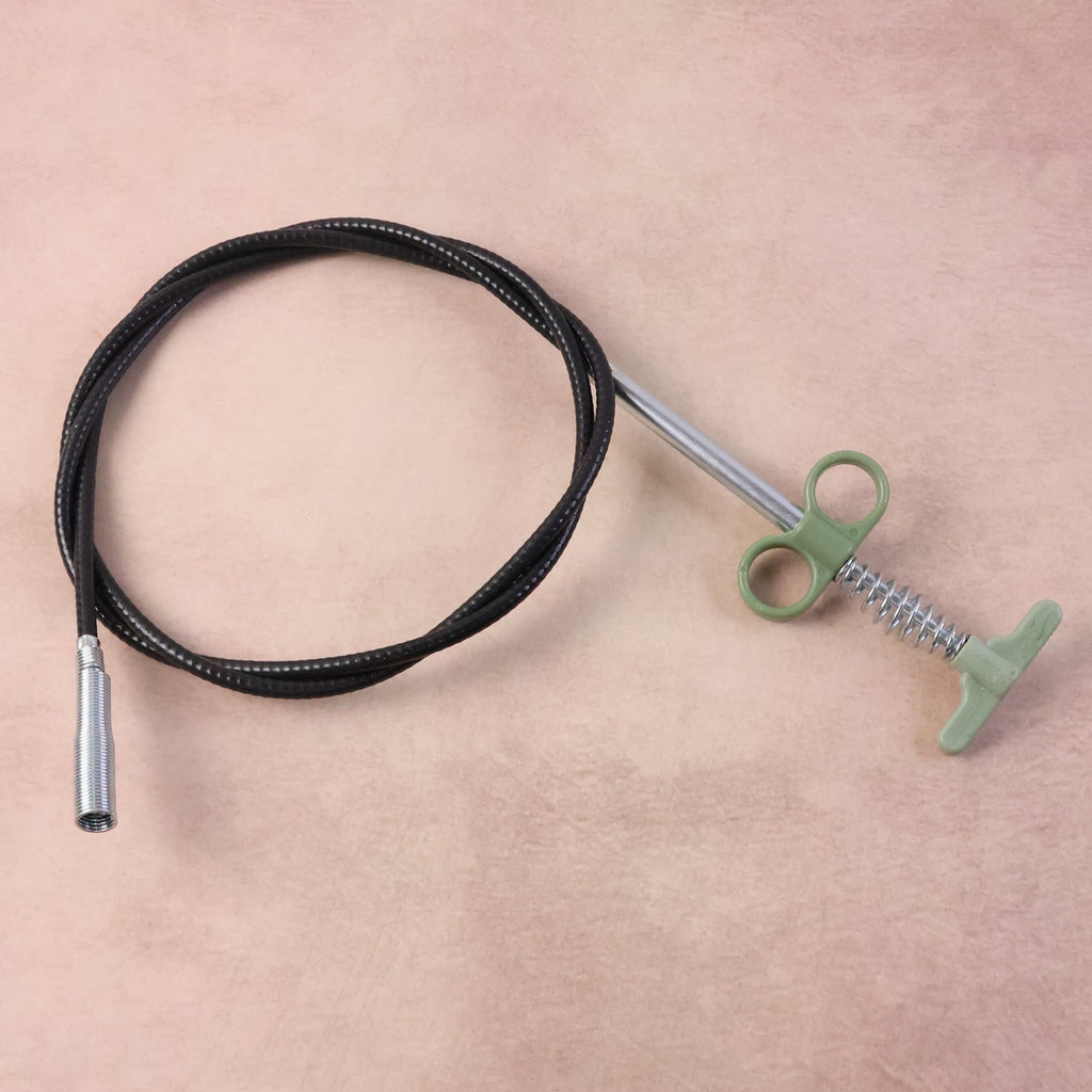 Drain cleaner tool showing flexible spring cable
