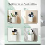 Space saving bathroom organizer cups mounted on wall