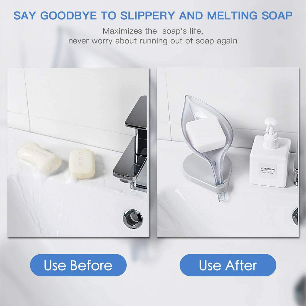 Self draining plastic soap dish holder with stable base
