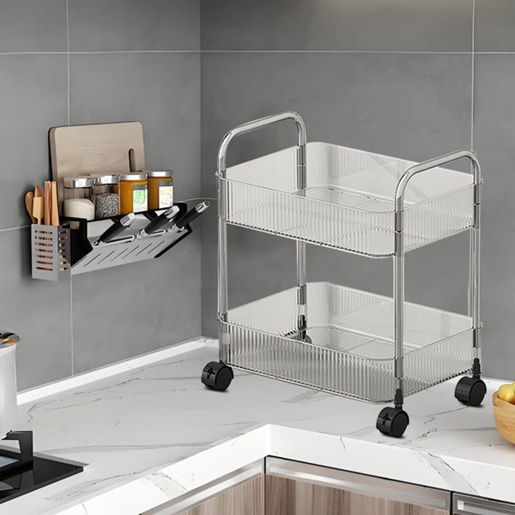 Multipurpose movable storage trolley with wheels for kitchen and utility room